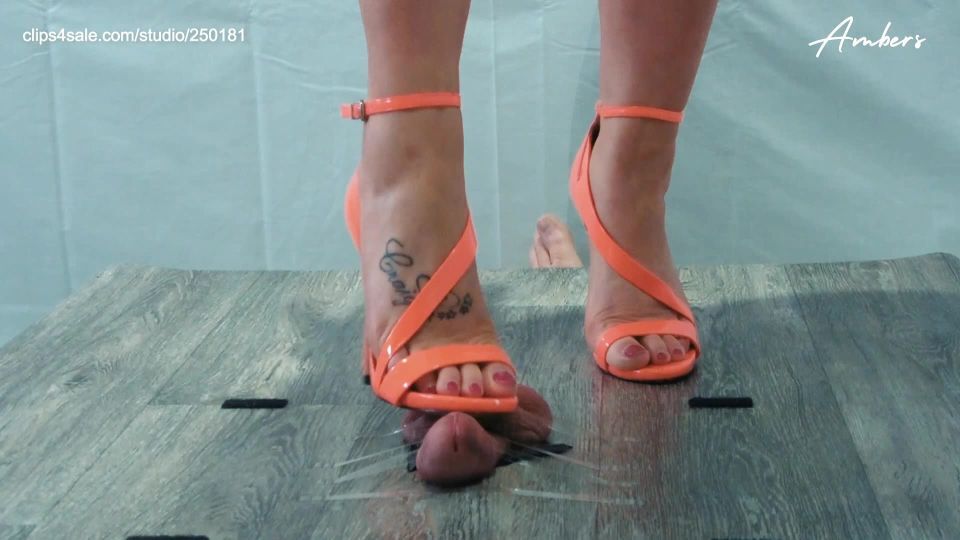 Ambers Trample Palace – Amber 039s Cock And Balls Trample Coral Strappy Heels