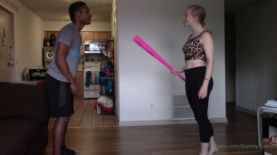 Bunny N Wolf – A Slender Girl In Tights Punishes A Guy In The Balls