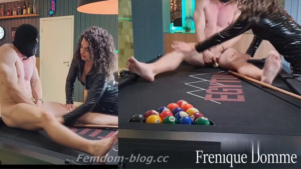 Domme Frenique – Domme Frenique – Domme Frenique – Real Slave 24h Ep 5 – Frenique Puts Slave Balls To Play At Pool Table galery screen 2