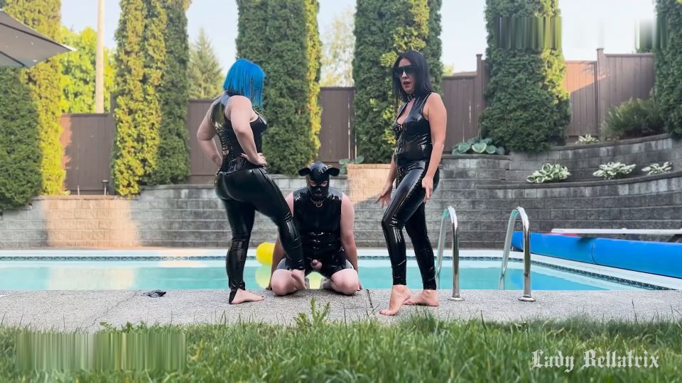 Lady Bellatrix – Duo Domme Poolside Ballbusting With Ms Sinstress