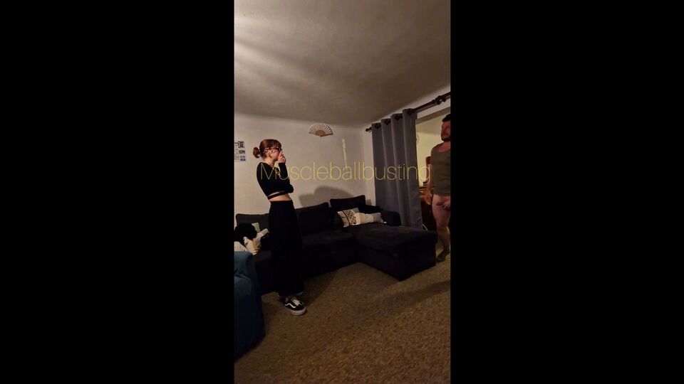 Muscleballbusting – My Sisters Best Real Life Friend Ballbusts Me June